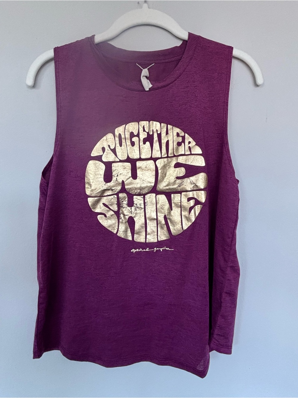 Spiritual Gangster Purple Muscle Tank with Metallic Gold Graphic